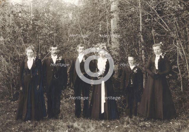 Wedding, Stensåsen, Lillhärdal parish, Härjedalen, 1902. Creator: A Sundien.