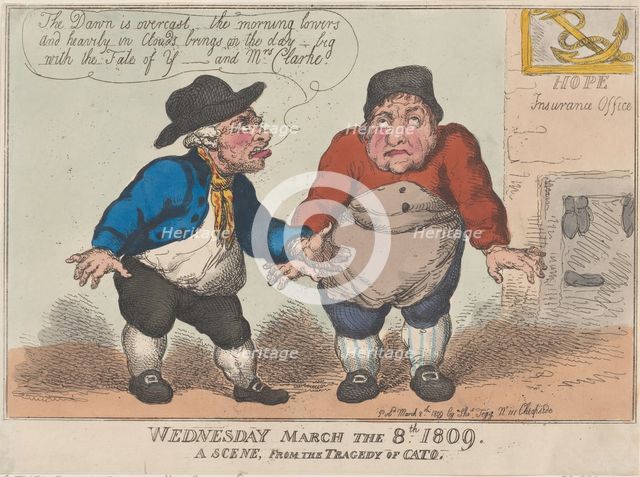 Wednesday March the 8th 1809, A Scene From The Tragedy of Cato, March 8, 1809., March 8, 1809. Creator: Thomas Rowlandson.