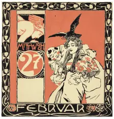 Wednesday, February 27th, study for a calendar page, c1900. Creator: Moser, Koloman (1868-1918)