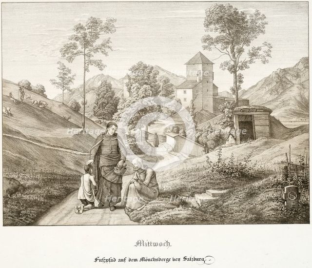 Wednesday: Footpath on the Mönchsberg Near Salzburg, 1823. Creator: Ferdinand Olivier.