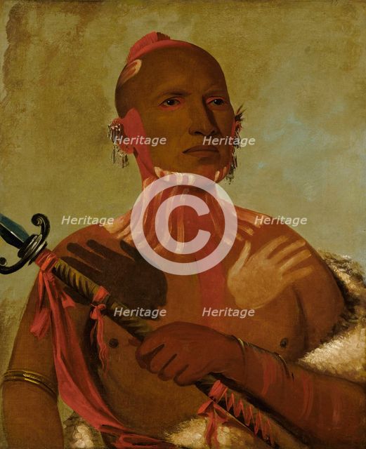 Wée-sheet, Sturgeon's Head, a Fox Warrior, 1832. Creator: George Catlin.