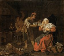 Weeping Woman in a Blacksmith's Shop, mid-17th century. Creator: Gabriel Metsu