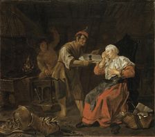 Weeping Woman in a Blacksmith's Shop, mid-17th century. Creator: Gabriel Metsu