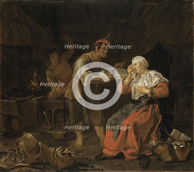 Weeping Woman in a Blacksmith's Shop, mid-17th century. Creator: Gabriel Metsu.
