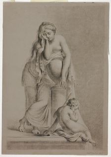 Weeping Allegorical Female Figure with Putto, 1770/79. Creator: Richard Earlom