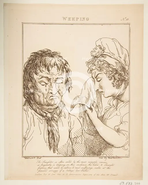 Weeping (Le Brun Travested, or Caricatures of the Passions), January 21, 1800. Creator: Thomas Rowlandson.