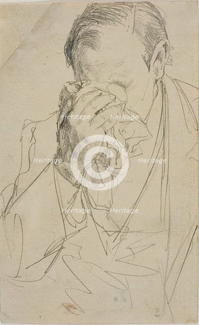 Weeping Man, 1850/59. Creator: Adolph Menzel.