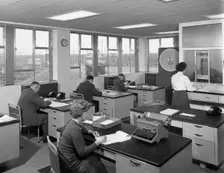 Weighbridge office scene, Spillers foods, Gainsborough, Lincolnshire, 1961. Creator: Michael Walters