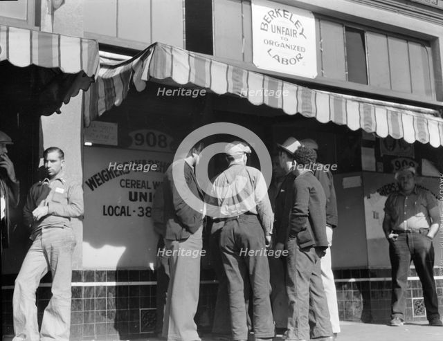 Weighers' and warehousemens' union headquarters, Oakland, California, 1936. Creator: Dorothea Lange.