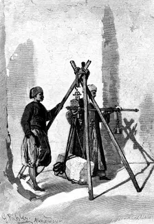 Weighing of the Blocks of Stone, Egypt, 1880. Artist: R Brandamour