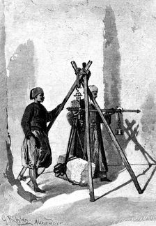 Weighing of the Blocks of Stone, Egypt, 1880. Artist: R Brandamour