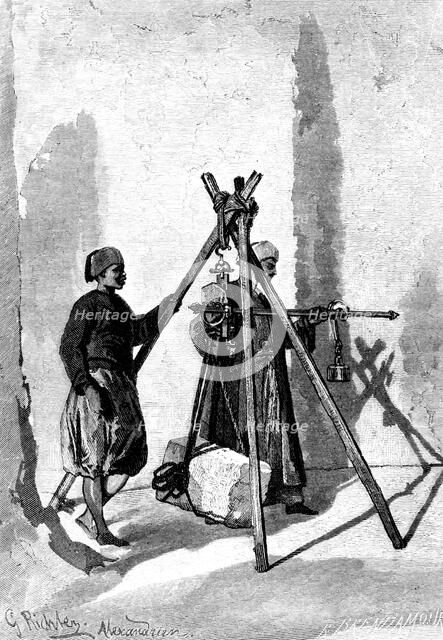 Weighing of the Blocks of Stone, Egypt, 1880. Artist: R Brandamour