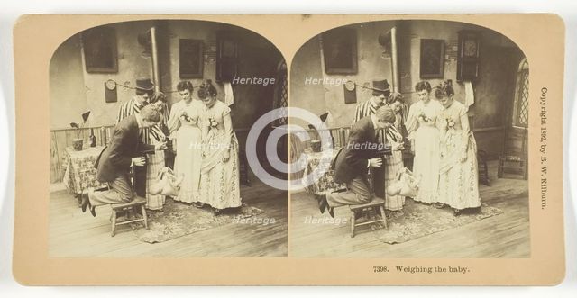 Weighing the Baby, 1892. Creator: BW Kilburn.