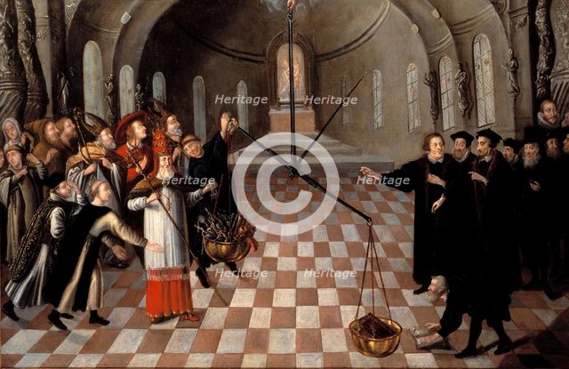 Weighing the religions. Artist: Anonymous  