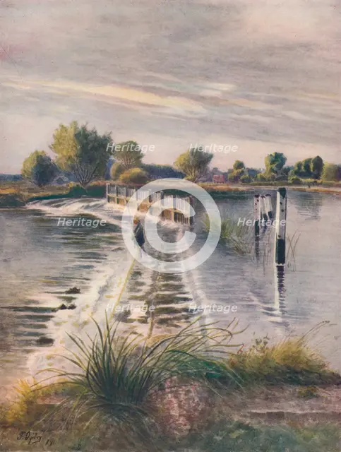 'Weir at Chertsey', 1911, (1914). Artist: James S Ogilvy.