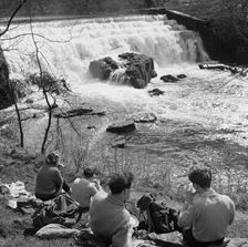 Weir on the River Wye, Monsal Dale, Derbyshire, 1959. Artist: John Gay
