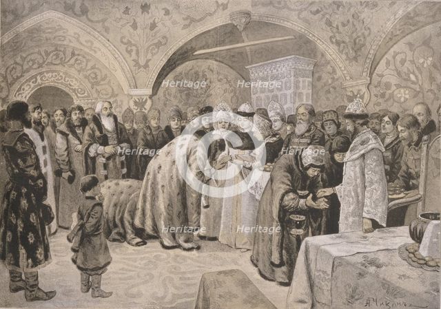 Welcome to the Tsarina after the Easter Matins. Artist: Chikin, Alexander Andreyevich (1865-1924)