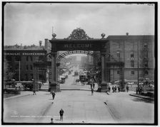 Welcome arch at Union Depot, Denver, Colo., c1908. Creator: Unknown
