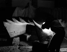 Welding a dragline bucket, Edgar Allen Steel Co, Sheffield, South Yorkshire, 1962. Creator: Michael Walters