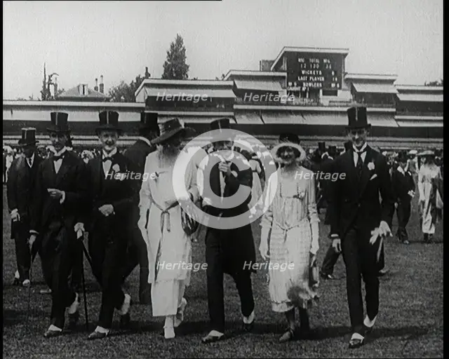 Well Dressed People Walking Across the Pitch at Lord's Cricket Ground, London, 1920. Creator: British Pathe Ltd.