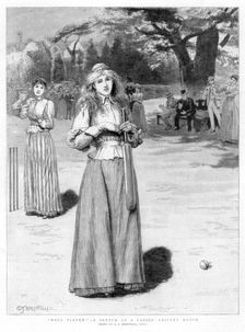 Well played! - a sketch at a ladies cricket match 1890. Artist: Edward Frederick Brewtnall