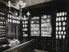 Wellcome Historical Medical Museum, Wigmore Street, London: a display of pharmacy jars. Creator: Unknown