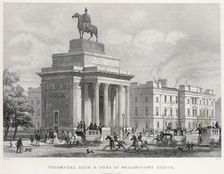 Wellington Arch and Apsley House, Hyde Park Corner, Westminster, London, 1850. Artist: Thomas Hosmer Shepherd