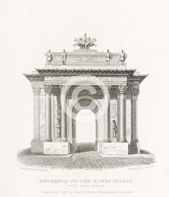Wellington Arch, Hyde Park Corner, Westminster, London, 1827. Artist: Thomas Hosmer Shepherd.