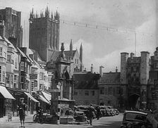 Wells Cathedral and Market Cross, Wells, Somerset, 1942. Creator: British Pathe Ltd