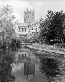 Wells Cathedral from the moat, Somerset, c1955. Creator: Arthur Charles Kirby Ware