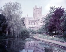 Wells Cathedral from the moat, Somerset, c1955. Creator: Arthur Charles Kirby Ware