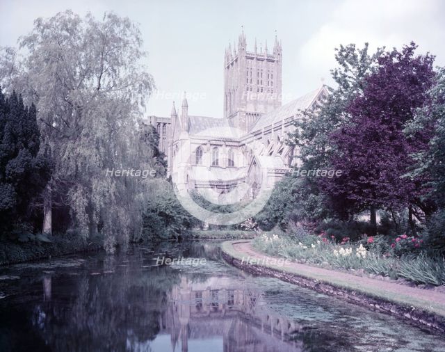 Wells Cathedral from the moat, Somerset, c1955.  Creator: Arthur Charles Kirby Ware.