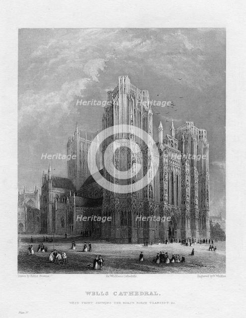 Wells Cathedral, Somerset, c1860. Artist: Benjamin Winkles