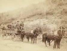 Wells Fargo Express Co Deadwood Treasure Wagon and Guards with $250,000 gold bullion..., 1890, 1890. Creator: John C. H. Grabill