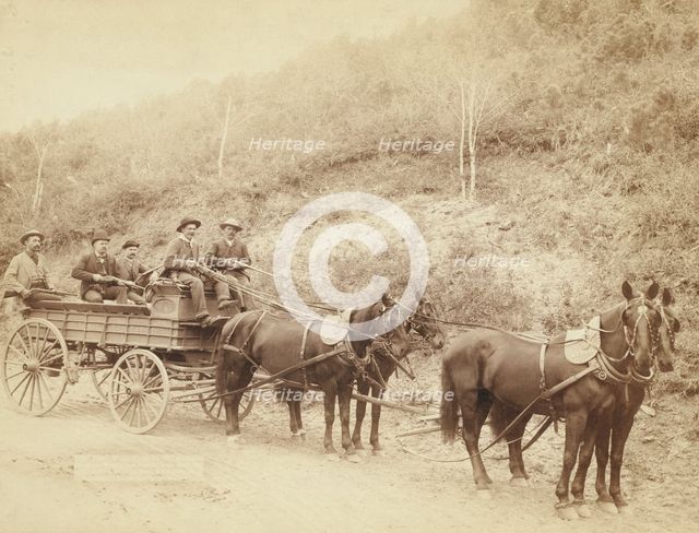 Wells Fargo Express Co Deadwood Treasure Wagon and Guards with $250,000 gold bullion..., 1890, 1890. Creator: John C. H. Grabill.