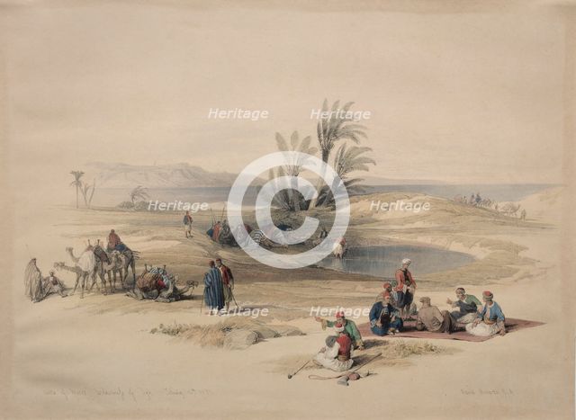 Wells of Moses, Wilderness of Tyh, 1839. Creator: David Roberts (British, 1796-1864).