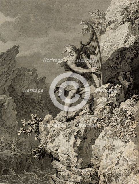 Welsh Druid playing the harp, 1781. Creator: Anonymous.