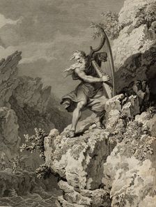 Welsh Druid playing the harp, 1781. Creator: Anonymous