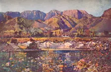 Wemmers Hoek Mountains (Wemmershoek) from the Berg River, Cape Western Province c20th century. Artist: Robert Gwelo Goodman