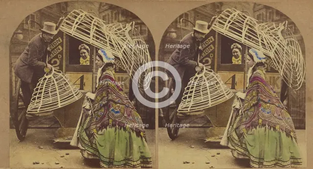 "Werry Sorry, M'am, But Yer'l Av to Leave Yer Krinerline Outside", about 1868. Creator: London Stereoscopic & Photographic Co.