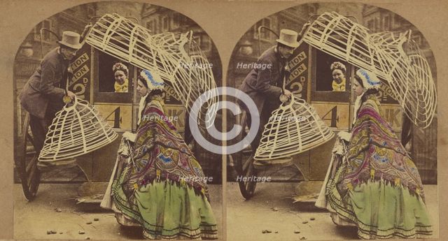 "Werry Sorry, M'am, But Yer'l Av to Leave Yer Krinerline Outside", about 1868. Creator: London Stereoscopic & Photographic Co.
