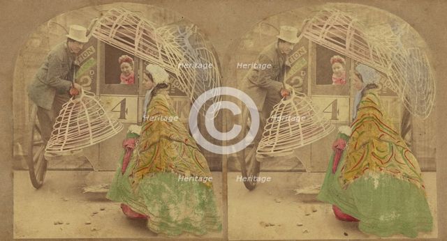 "Werry sorry Mam, but yer'l av to leave yer Krinerline outside", about 1865. Creator: London Stereoscopic & Photographic Co.