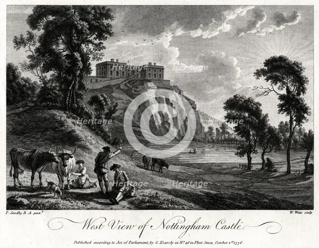 West view of Nottingham Castle, Nottinghamshire, 1776. Artist: William Watts