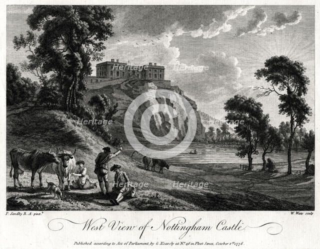 West view of Nottingham Castle, Nottinghamshire, 1776. Artist: William Watts