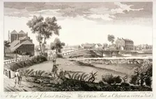 West view of Chelsea Bridge, London, c1760. Artist: William Lodge
