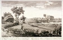 West view of Chelsea Bridge, London, c1760. Artist: William Lodge
