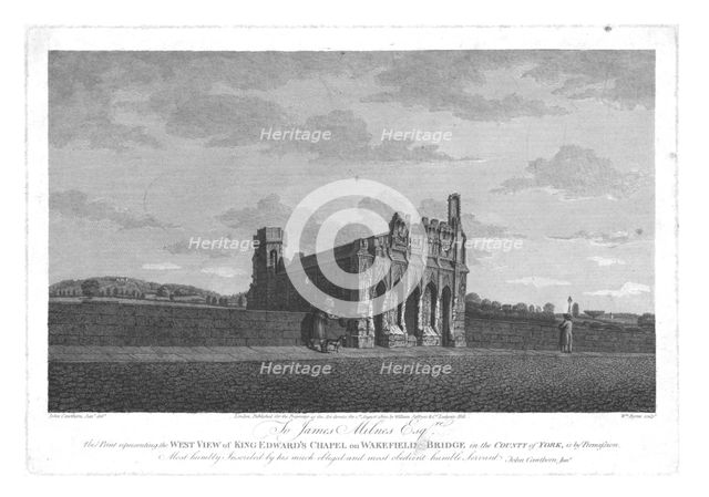 'West View of King Edward's Chapel on Wakefield Bridge in the County of York', c1800. Artist: William Byrne.