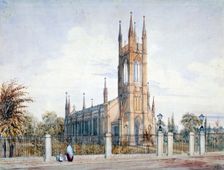 West view of St Luke's Church, Chelsea, London, 1847. Artist: John Chessell Buckler