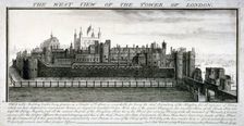 West view of the Tower of London, with a description, 1737. Artist: Samuel Buck