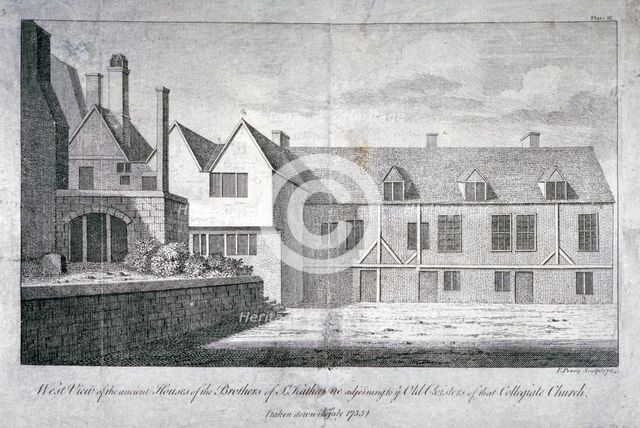 West view of the Church of St Katherine by the Tower, Stepney, London, 1764. Artist: F Perry